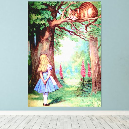 Alice en de Cheshire Cat in Wonderland Canvas Afdruk (Insitu (Houten vloer))