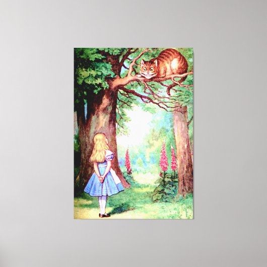 Alice en de Cheshire Cat in Wonderland Canvas Afdruk (Voorkant)
