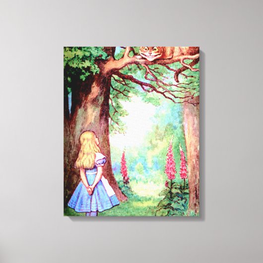 Alice en de Cheshire Cat in Wonderland Canvas Afdruk (Voorkant)