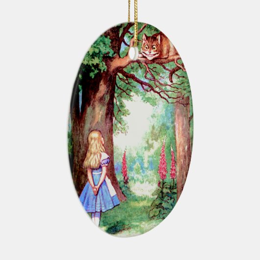 Alice en de Cheshire Cat in Wonderland Keramisch Ornament (Rechts)