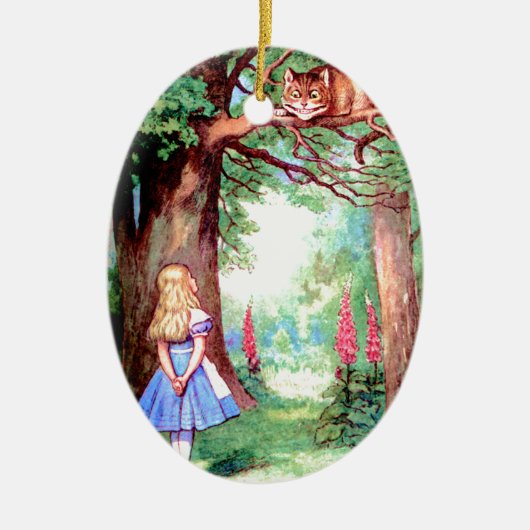 Alice en de Cheshire Cat in Wonderland Keramisch Ornament (Voorkant)