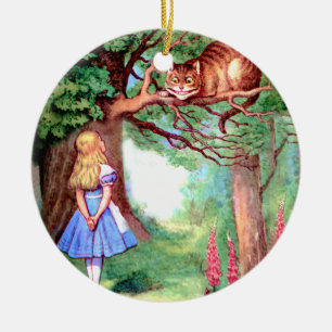 Alice en de Cheshire Cat in Wonderland Keramisch Ornament