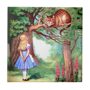 Alice en de Cheshire Cat in Wonderland Tegeltje