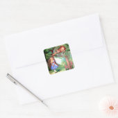 Alice en de Cheshire Cat in Wonderland Vierkante Sticker (Envelop)