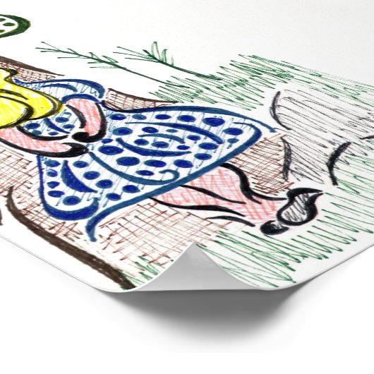 Alice en de Cheshire Cat Poster (Hoek)