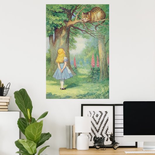 Alice en de Cheshire Cat Poster (Thuiskantoor)
