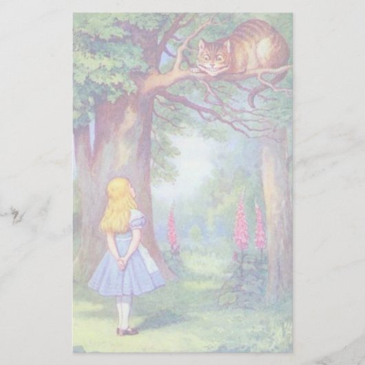 Alice en de Cheshire Cat Stationery Briefpapier (Voorkant)