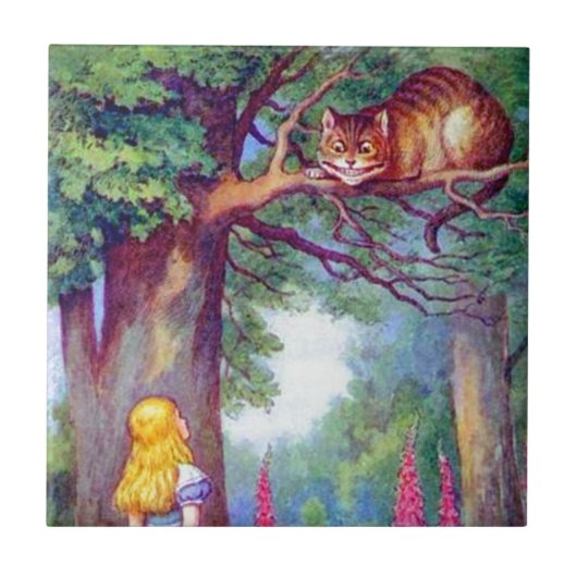 Alice en de Cheshire Cat Tegeltje (Voorkant)