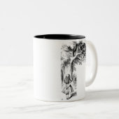 Alice en de Cheshire Cat Tweekleurige Koffiemok (Voorkant rechts)