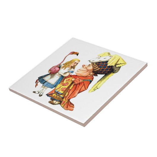 Alice en de Duchess bespreken Flamingo Croquet Tegeltje (Zijkant)