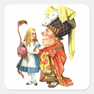 Alice en de Duchess bespreken Flamingo Croquet Vierkante Sticker