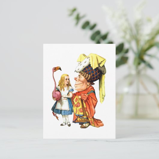 Alice en de Duchess spelen Flamingo Croquet Briefkaart (Staand voorkant)