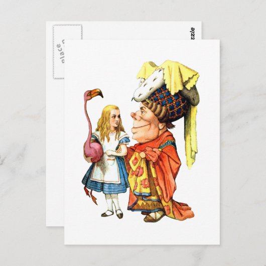 Alice en de Duchess spelen Flamingo Croquet Briefkaart (Voorkant / Achterkant)