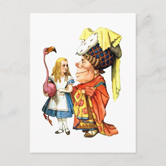 Alice en de Duchess spelen Flamingo Croquet Briefkaart (Voorkant)