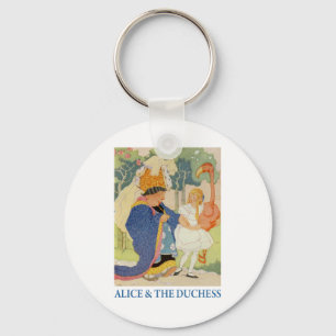 Alice en de Duchess spelen Flamingo Croquet Sleutelhanger