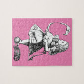 Alice en de flamingo (roze achtergrond) legpuzzel (Horizontaal)