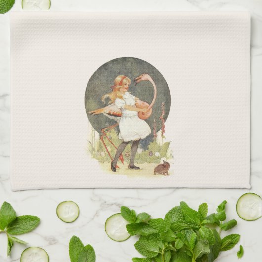 Alice en de Flamingo Theedoek (Gevouwen)