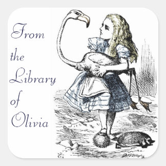 Alice en de Flamingo Vierkante Sticker