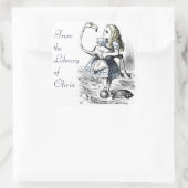 Alice en de Flamingo Vierkante Sticker (Tas)