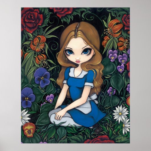 Alice en de Flowers Art Print - in Wonderland (Voorkant)