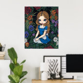 Alice en de Flowers Art Print - in Wonderland (Thuiskantoor)