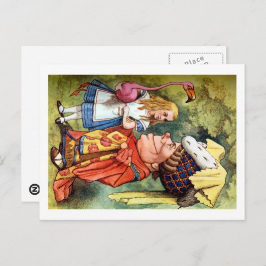 Alice en de hertogin spelen Flamingo Croquet Briefkaart (Voorkant / Achterkant)