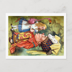 Alice en de hertogin spelen Flamingo Croquet Briefkaart