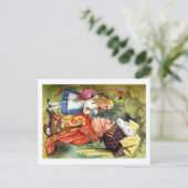 Alice en de hertogin spelen Flamingo Croquet Briefkaart (Staand voorkant)