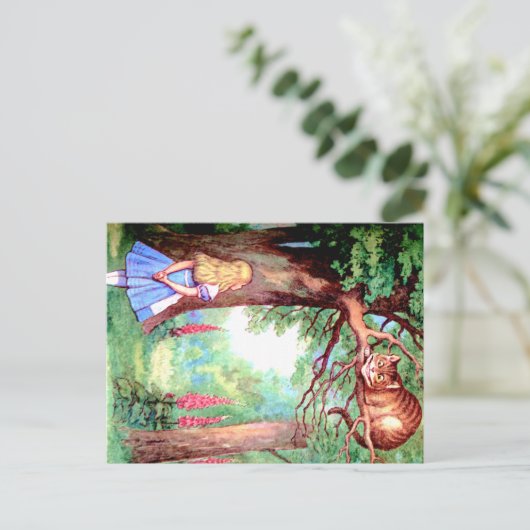 Alice en de Kat van Cheshire in Sprookjesland Briefkaart (Staand voorkant)