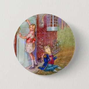 Alice en de kikkervoetman in de deur van de Duches Ronde Button 5,7 Cm