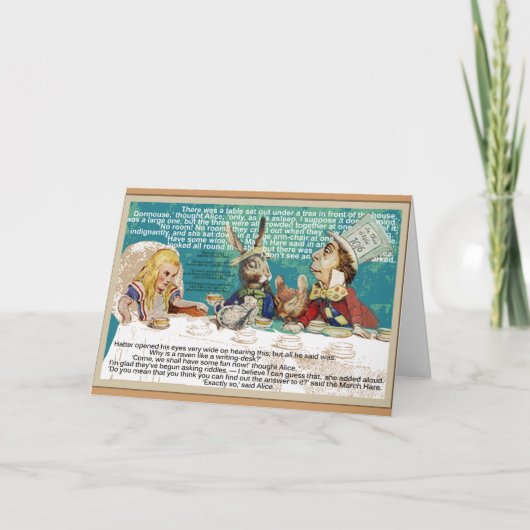 Alice en de Mad Hatter Tea Party Kaart (Voorkant)