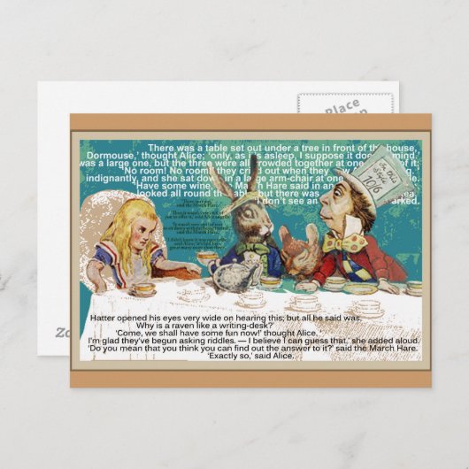 Alice en de Mad Hatter Tea Party Uitnodiging Briefkaart (Voorkant / Achterkant)