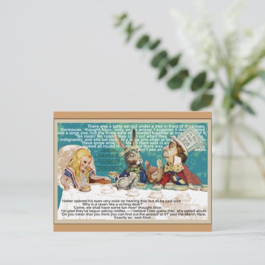 Alice en de Mad Hatter Tea Party Uitnodiging Briefkaart (Staand voorkant)