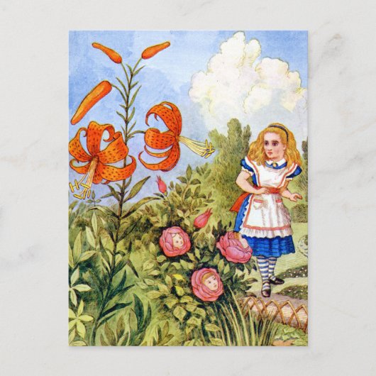 Alice en de Pratende Bloemen in Wonderland Briefkaart (Voorkant)