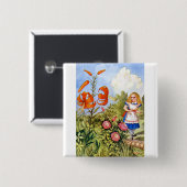Alice en de Pratende Bloemen in Wonderland Vierkante Button 5,1 Cm (Voorkant /achterkant)