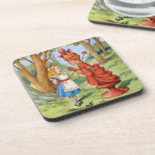 Alice en de Rode Koningin in Wonderland Bier Onderzetter (Linkerzijde)