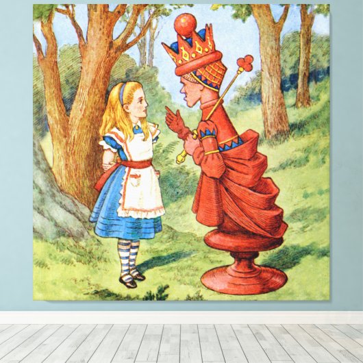 Alice en de Rode Koningin in Wonderland Canvas Afdruk (Insitu (Houten vloer))