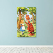 Alice en de Rode Koningin in Wonderland Canvas Afdruk (Insitu (Houten vloer))