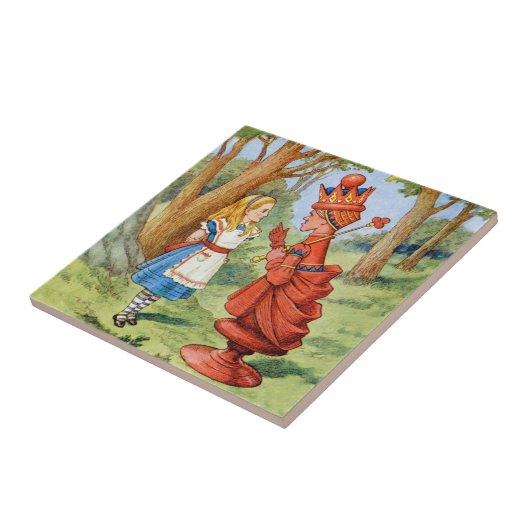 Alice en de Rode Koningin in Wonderland Tegeltje (Zijkant)