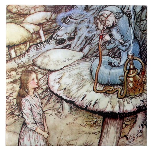 “Alice en de Rups” door Arthur Rackham Tegeltje (Voorkant)
