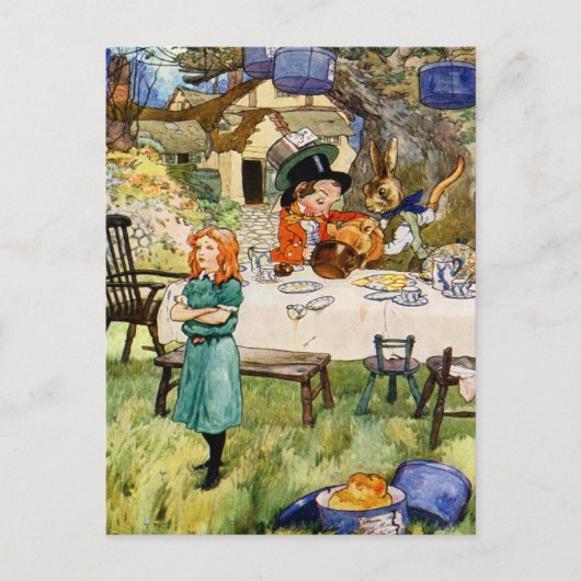 Alice en de Tea Party van de Mad Hatter Briefkaart (Voorkant)