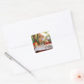 Alice en de Tea Party van de Mad Hatter in Wonderl Vierkante Sticker (Envelop)