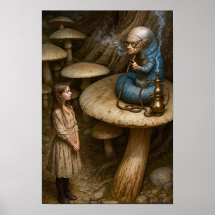 Alice en de waterpijprokende rups poster