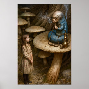 Alice en de waterpijprokende rups poster