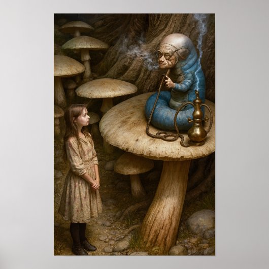 Alice en de waterpijprokende rups poster (Voorkant)