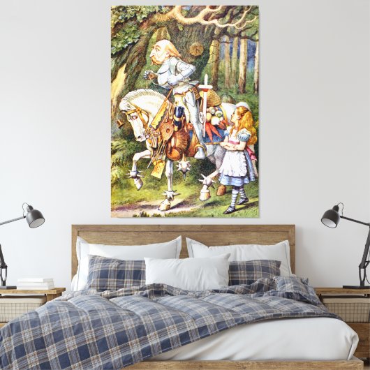 Alice en de White Knight in Wonderland Canvas Afdruk (Insitu (Slaapkamer))