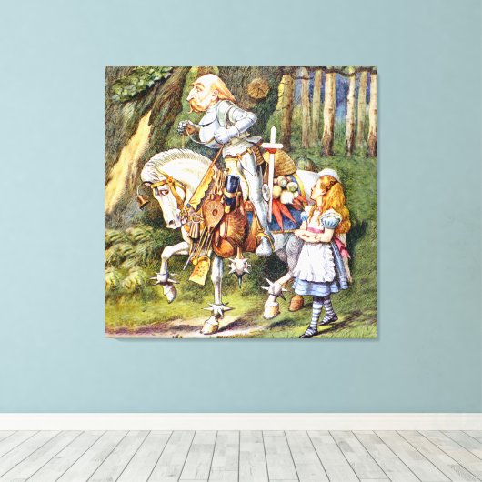 Alice en de White Knight in Wonderland Canvas Afdruk (Insitu (Houten vloer))