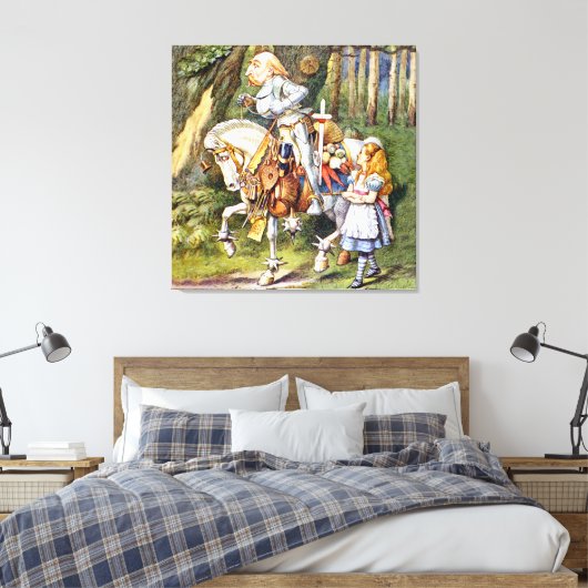 Alice en de White Knight in Wonderland Canvas Afdruk (Insitu (Slaapkamer))
