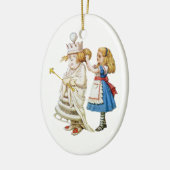 Alice en de Witte Koningin in Wonderland Keramisch Ornament (Links)