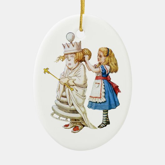 Alice en de Witte Koningin in Wonderland Keramisch Ornament (Voorkant)